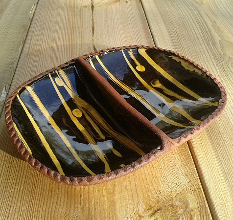 Deborah Prosser - Winchcombe inspired slab dish, earthenware, wet slip decoration