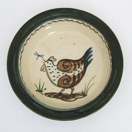 Deborah Prosser - Medium Pie Dish with hen, under-glazed painted