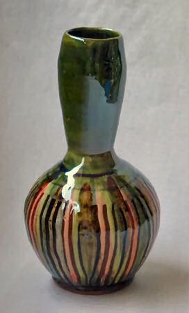 Deborah Prosser - 4pt vase wet combed with washes of painted oxides under clear glaze