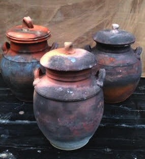 Deborah Prosser - 6 pt Water jars, seaweed sagger fired