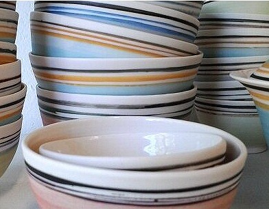 Deborah Prosser - Detail,  Summertime Colours, small bowls porcelain