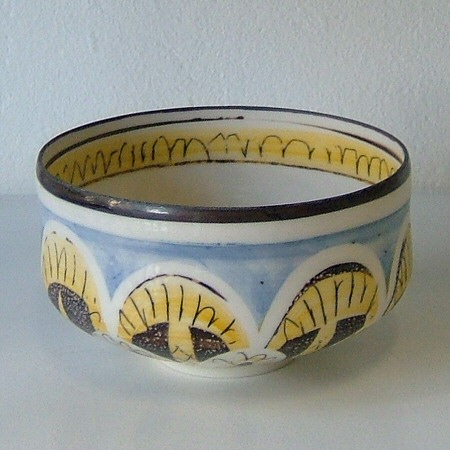 Deborah Prosser - Small bowl, wax resist, under-glaze painted