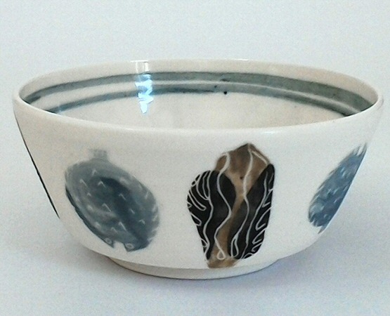Deborah Prosser - Small porcelain bowl, Flat Fish n Weed